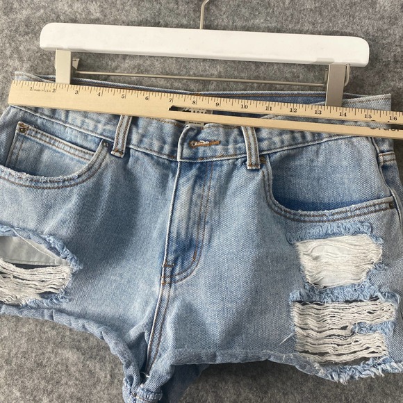 Billabong Denim Shorts 30 Blue High Rise Drift Away Jean Cutoff Distressed - Picture 7 of 16